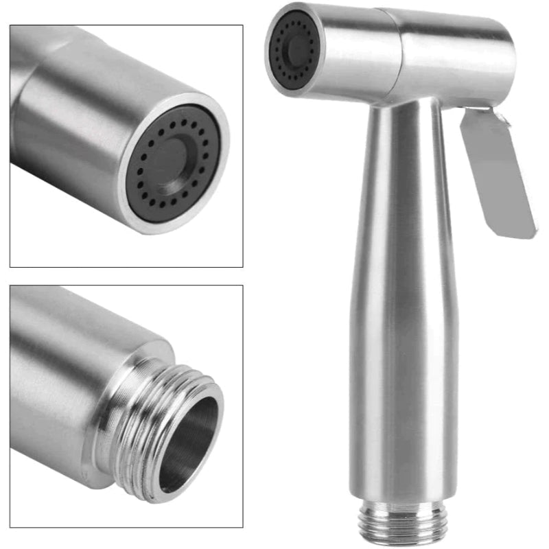 Premium Stainless Steel Muslim Shower Set 5"inches Head + 1 Meter Pipe + Holder | High Water Pressure | Easy Installation