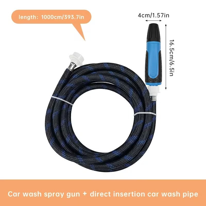 High Pressure Water Nozzel + 10 Meter Hose Pipe for Solar Panel Cleaning, Car Wash and More | ABS Plastic Nozzel with Nylon Braided High Quality Pipe