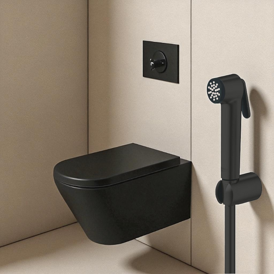 Matt Black Premium Muslim Shower Set 6"inches Shower Head + 1.2m PVC Pipe  | High Water Pressure | Easy Installation