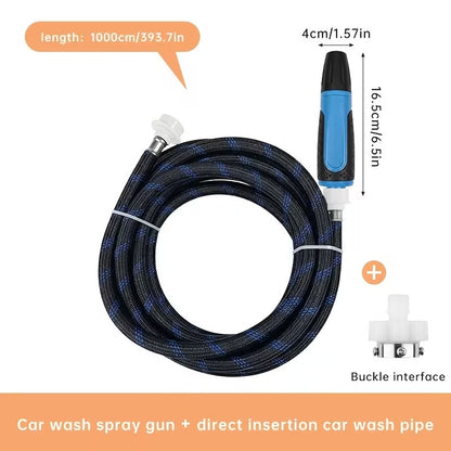 High Pressure Water Nozzel + 10 Meter Hose Pipe for Solar Panel Cleaning, Car Wash and More | ABS Plastic Nozzel with Nylon Braided High Quality Pipe