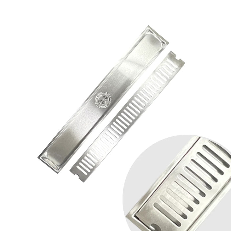 16" | 24" inches Premium Linear Floor Drain in SUS 304 Stainless Steel for Bathroom, Showers, Wash Area | Silver, Matt Black, Gun Grey, Golden