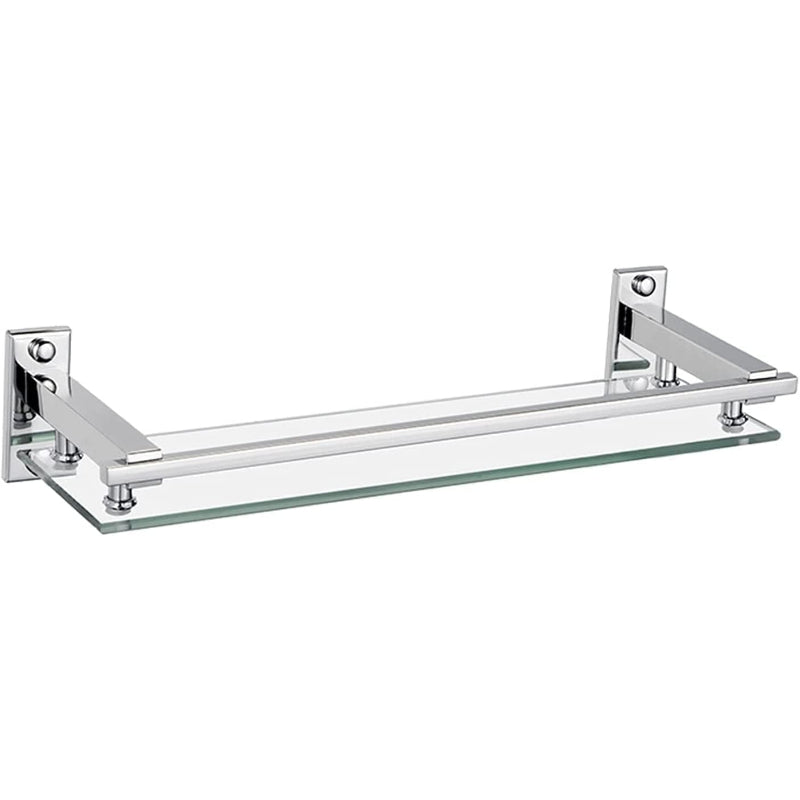 Wesda Glass Shelf 22" inchs Long with Stainless Steel Frame in Shiny Chrome