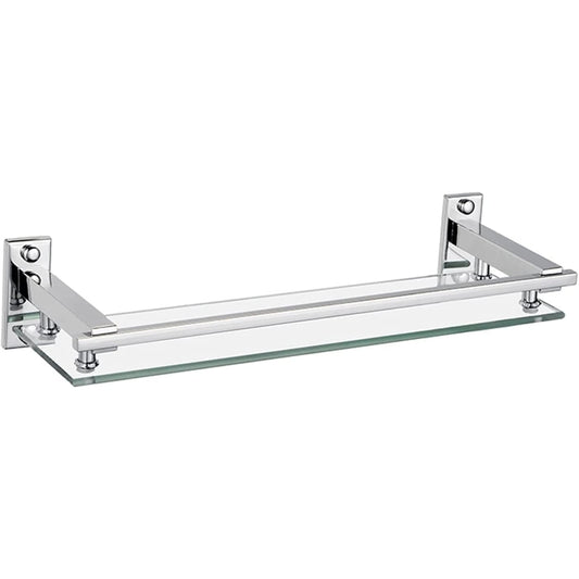 Wesda Glass Shelf 22" inchs Long with Stainless Steel Frame in Shiny Chrome