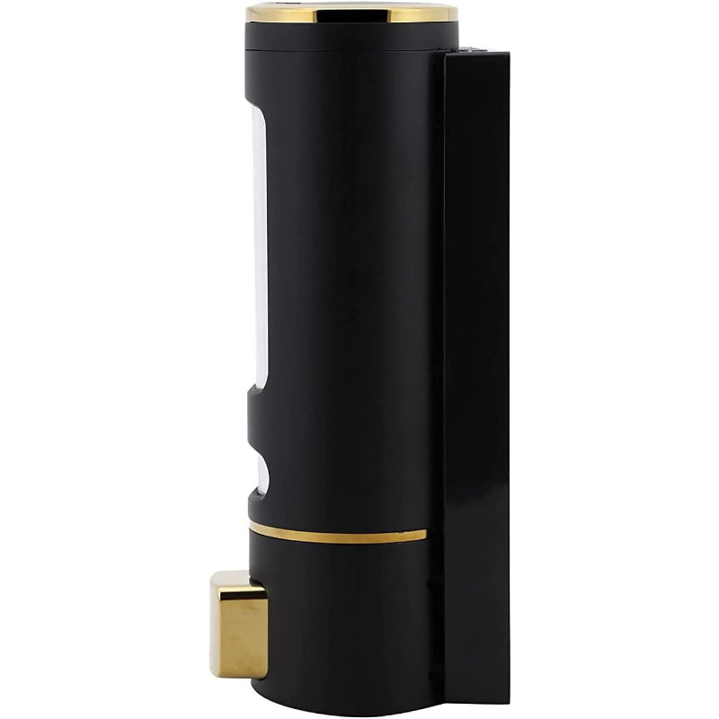 400ml Dispenser in Black/Gold for Liquid Soap, Shampoo, Body Wash or Sanitizer | Made in ABS Plastic | Wall Mounted