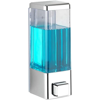 350ml Liquid Dispenser in Chrome for Liquid Soap, Shampoo, Body Wash or Sanitizer | Made in ABS Plastic | Wall Mounted