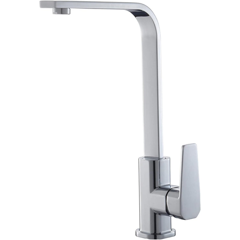 Premium 14" inches L-Shape Stainless Steel Kitchen Faucet in Chrome | Hot and Cold Mixer | 360° Moveable| Single Handle