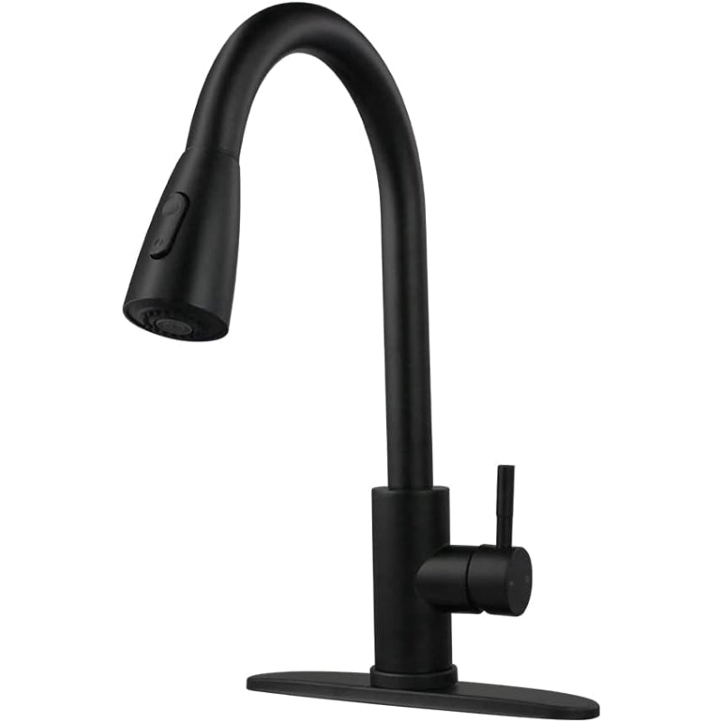Premium 15" inches Pull Out Kitchen Faucet in Stainless Steel  All Black | Shower and Bubble Modes | Hot and Cold Mixer | Splash Proof | 360° Moveable