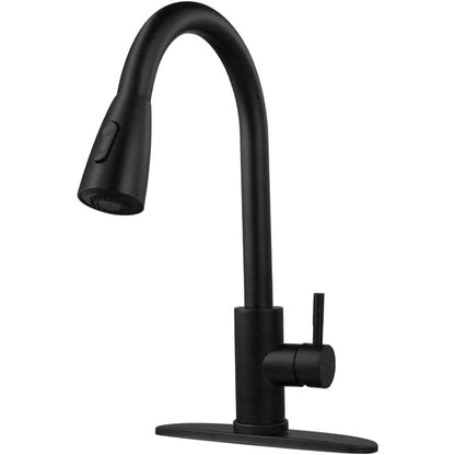 Premium 15" inches Pull Out Kitchen Faucet in Stainless Steel  All Black | Shower and Bubble Modes | Hot and Cold Mixer | Splash Proof | 360° Moveable