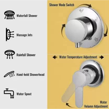 Luxury LED Shower Panel 5 in 1 with Hand Shower in Stainless Steel
