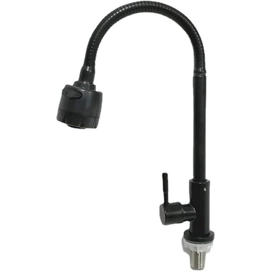 Flexible Neck Faucet with Dual Water Flow in Matt Black Stainless Steel | Single Line | Easy to Install