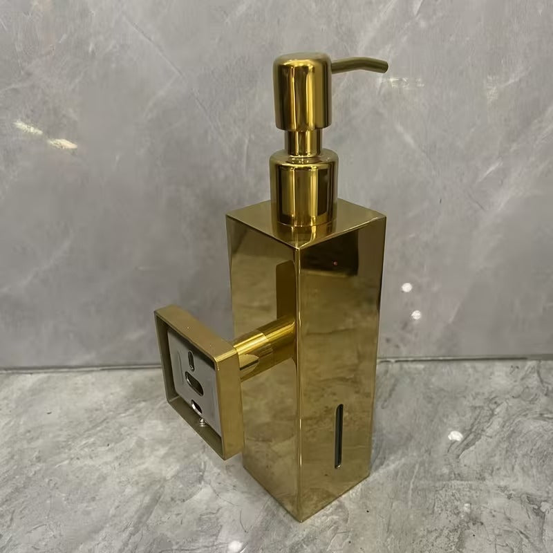 350ml Dispenser for Liquid Soap, Shampoo, Body Wash or Sanitizer | Made in Heavy Duty Stainless Steel | Plastic Container Inside | Wall Mounted