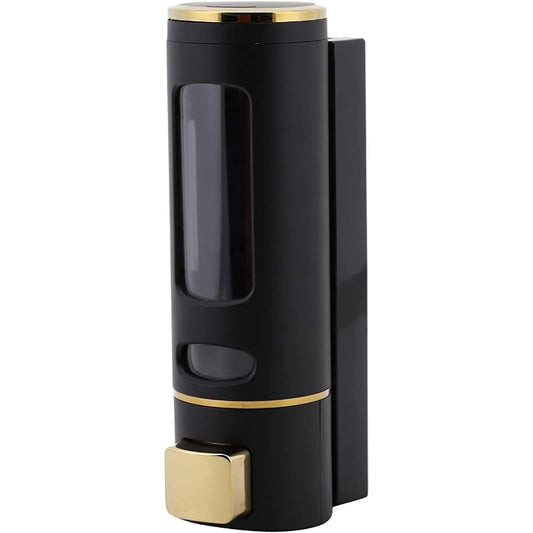400ml Dispenser in Black/Gold for Liquid Soap, Shampoo, Body Wash or Sanitizer | Made in ABS Plastic | Wall Mounted