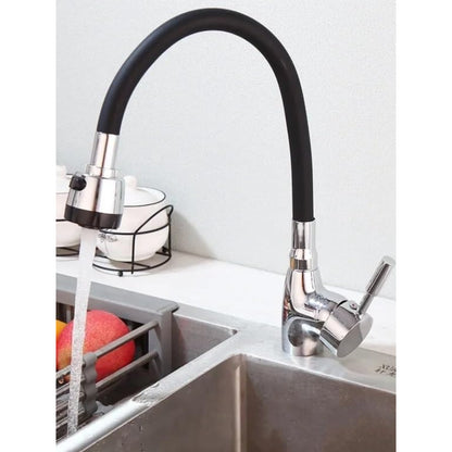 360° Flexible Rubber Neck for Faucets in Stainless Steel for Kitchen and Bathroom | Dual Function Sprayer