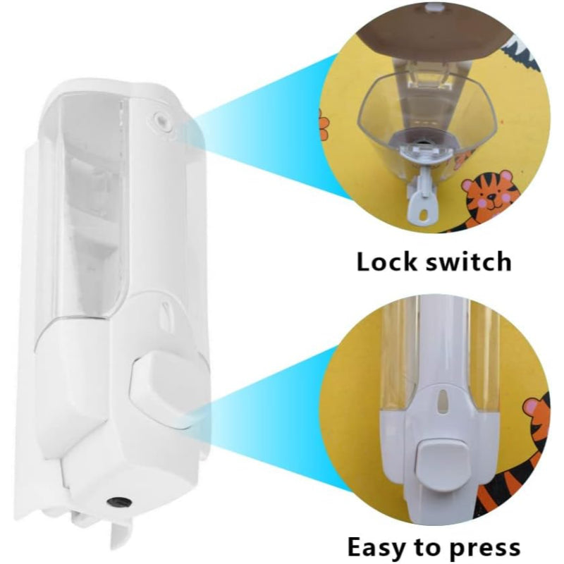 350ml Liquid Dispenser in White for Liquid Soap, Shampoo, Body Wash or Sanitizer | Made in ABS Plastic | Wall Mounted