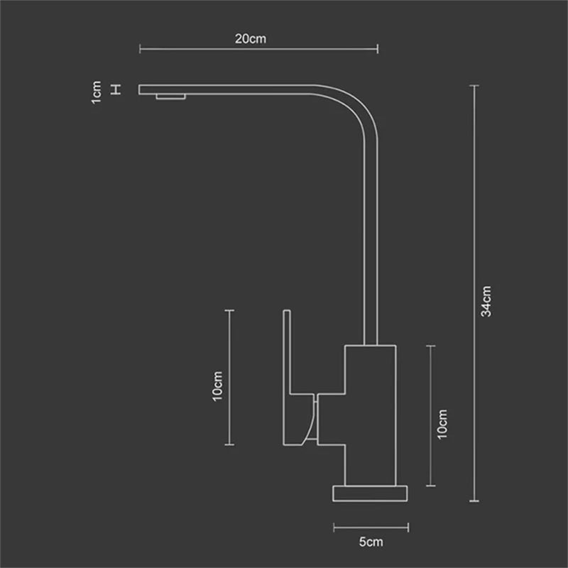 Premium 14" inches L-Shape Stainless Steel Kitchen Faucet in Matt Black | Hot and Cold Mixer | Single Handle| 360° Moveable