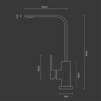Premium 14" inches L-Shape Stainless Steel Kitchen Faucet in Matt Black | Hot and Cold Mixer | Single Handle| 360° Moveable