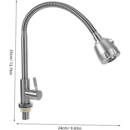 Flexible Neck Faucet with Dual Water Flow in Stainless Steel | Single Line | Easy to Install