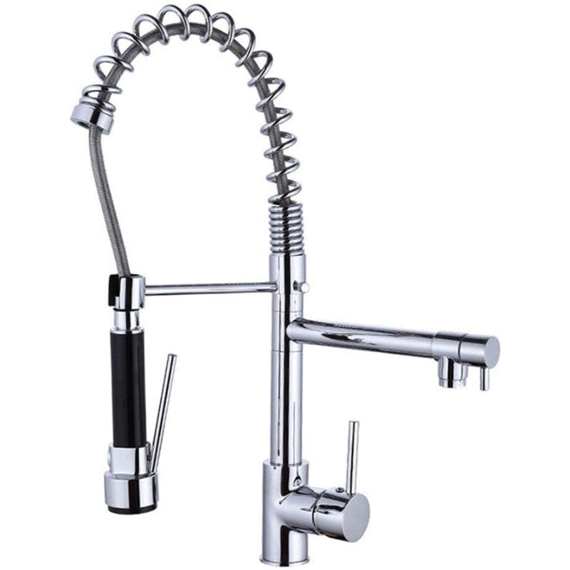 Stylish 15" inches Pull Out Premium Kitchen Faucet in Silver | Hot and Cold Mixer | Pull Out Spray | 360° Moveable