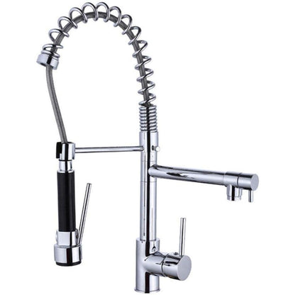 Stylish 15" inches Pull Out Premium Kitchen Faucet in Silver | Hot and Cold Mixer | Pull Out Spray | 360° Moveable