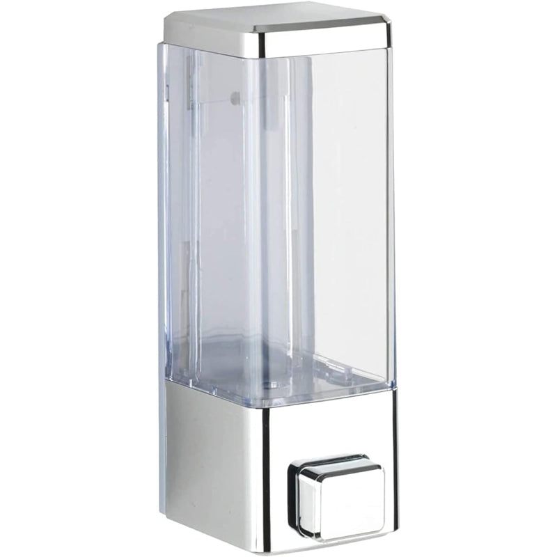 350ml Liquid Dispenser in Chrome for Liquid Soap, Shampoo, Body Wash or Sanitizer | Made in ABS Plastic | Wall Mounted