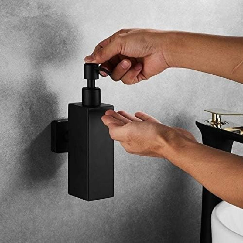 350ml Dispenser for Liquid Soap, Shampoo, Body Wash or Sanitizer | Made in Heavy Duty Stainless Steel | Plastic Container Inside | Wall Mounted