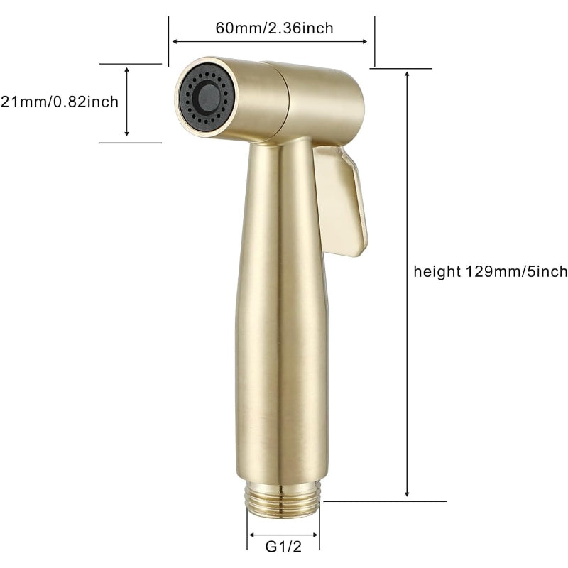 Stainless Steel 5"inches Muslim Shower Head in Golden | High Water Pressure | Easy Installation