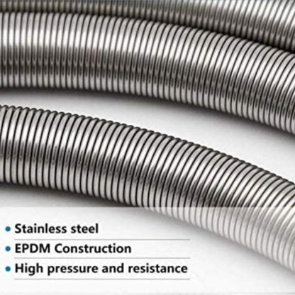 Stainless Steel Muslim Shower Set 5"inches Head + 1 Meter Spring Pipe in Silver | High Water Pressure | Easy Installation