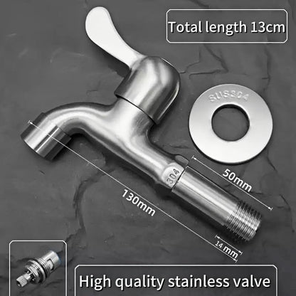 Long Bib Cock in Stainless Steel for Bathrooms and Wash Areas