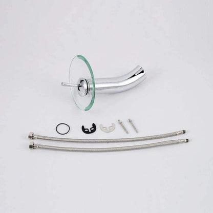 Premium Glass Waterfall Vanity Bowl Mixer 10" inches Staineless Steel in Shiny Chrome | Hot & Cold Mixer