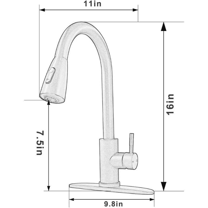 Premium 15" inches Pull Out Kitchen Faucet in Stainless Steel  All Black | Shower and Bubble Modes | Hot and Cold Mixer | Splash Proof | 360° Moveable
