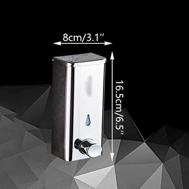 400ml Stainless Steel Dispenser with Plastic Inside Container for Liquid Soap, Shampoo, Body Wash or Sanitizer | Wall Mounted
