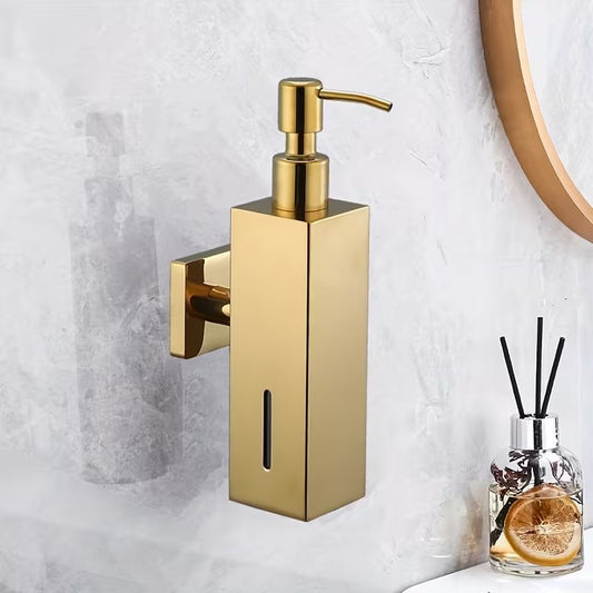 350ml Dispenser for Liquid Soap, Shampoo, Body Wash or Sanitizer | Made in Heavy Duty Stainless Steel | Plastic Container Inside | Wall Mounted