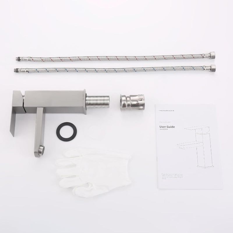 Brushed Silver  7" inches Basin Mixer in Stainless Steel | Hot and Cold Mixer | Easy to Install
