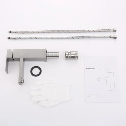 Brushed Silver  7" inches Basin Mixer in Stainless Steel | Hot and Cold Mixer | Easy to Install