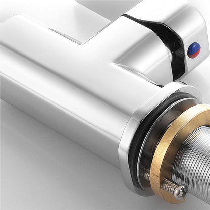 Premium 14" inches L-Shape Stainless Steel Kitchen Faucet in Chrome | Hot and Cold Mixer | 360° Moveable| Single Handle