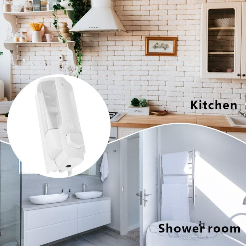 350ml Liquid Dispenser in White for Liquid Soap, Shampoo, Body Wash or Sanitizer | Made in ABS Plastic | Wall Mounted
