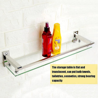 Wesda Glass Shelf 22" inchs Long with Stainless Steel Frame in Shiny Chrome