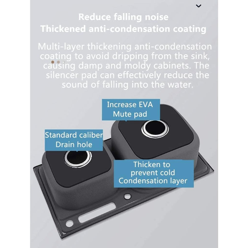 31"x 17" inches Machine Made Kitchen Sink in Stainless Steel | Double Bowl | Drains + Knife's Holder  Included