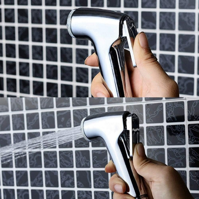 Muslim Shower Set in Chrome 5"inches Head + 1 Meter SS Pipe | High Water Pressure | Easy Installation | ABS Plastic