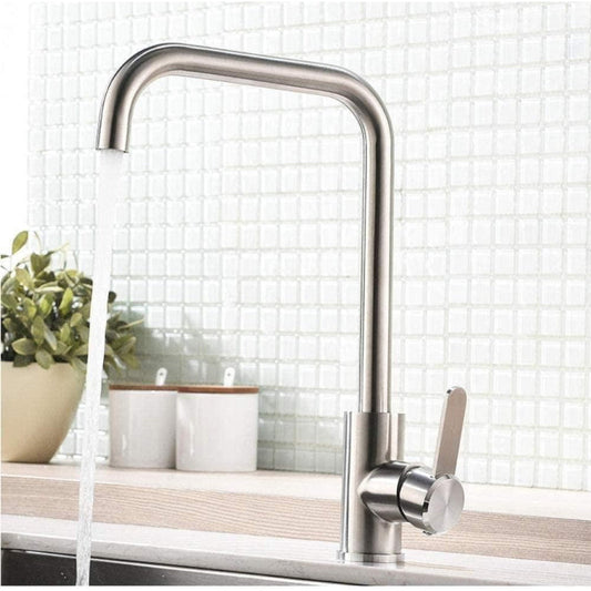 Bay Neck Kitchen Faucet Counter Top in Stainless Steel | Hot and Cold Mixer | Easy to Install