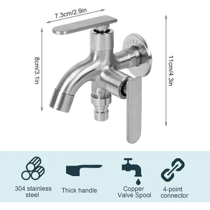 Double Bibcock in 304 Stainless Steel for Toilet Shower, Bathrooms & Wash Areas