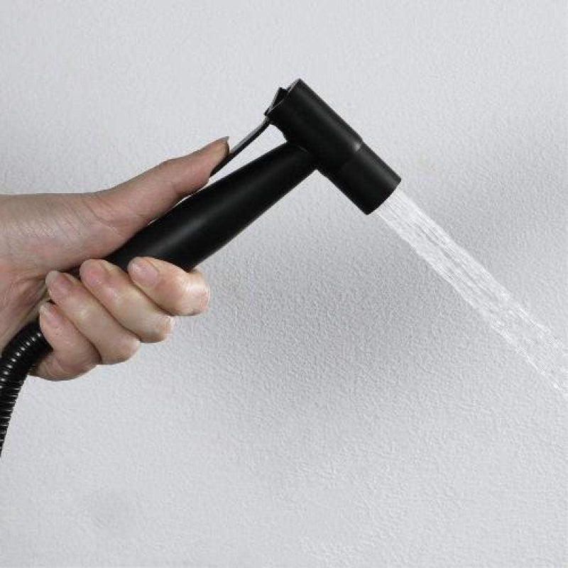 Stainless Steel Muslim Shower Set 5"inches Head + 1 Meter Pipe in Matt Black | High Water Pressure | Easy Installation | Bathroom and Toilets