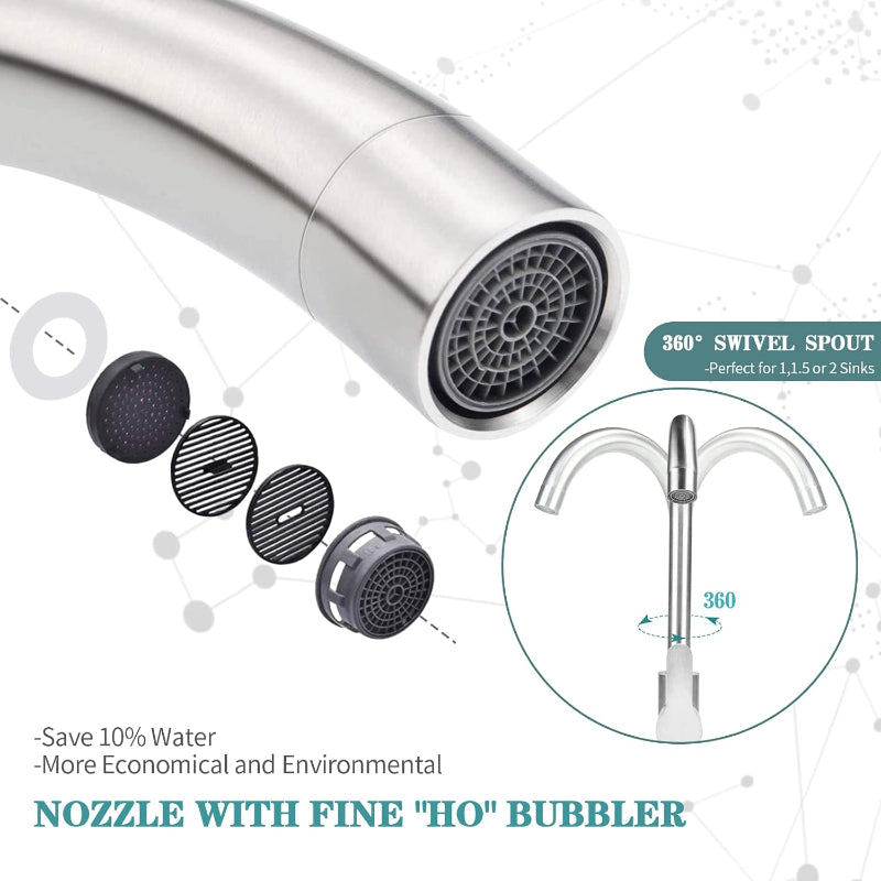 12" inches Round Neck Kitchen Mixer in Stainless Steel | Hot and Cold Mixer