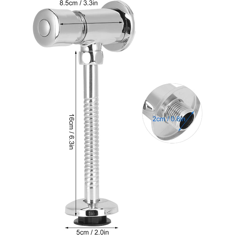 Auto Off Urinal Flush Valve in Stainless Steel Size 1/2" inch | Hand Push | Auto Off in 3 to 5 Seconds