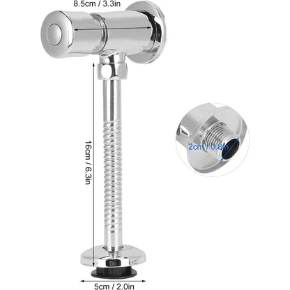 Auto Off Urinal Flush Valve in Stainless Steel Size 1/2" inch | Hand Push | Auto Off in 3 to 5 Seconds