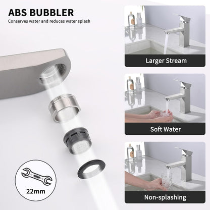 Brushed Silver  7" inches Basin Mixer in Stainless Steel | Hot and Cold Mixer | Easy to Install
