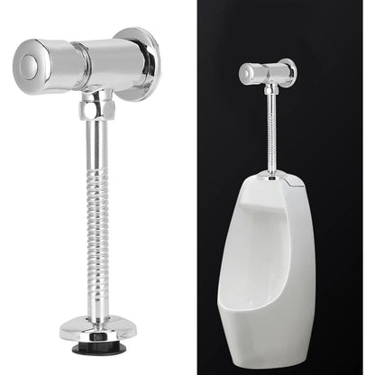 Auto Off Urinal Flush Valve in Stainless Steel Size 1/2" inch | Hand Push | Auto Off in 3 to 5 Seconds