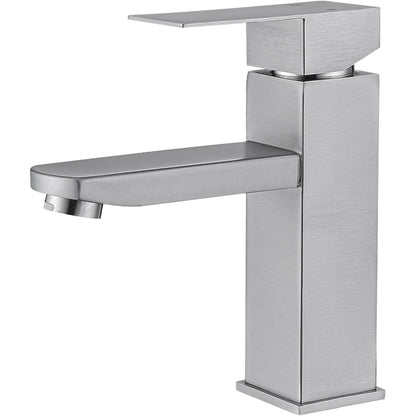 Brushed Silver  7" inches Basin Mixer in Stainless Steel | Hot and Cold Mixer | Easy to Install