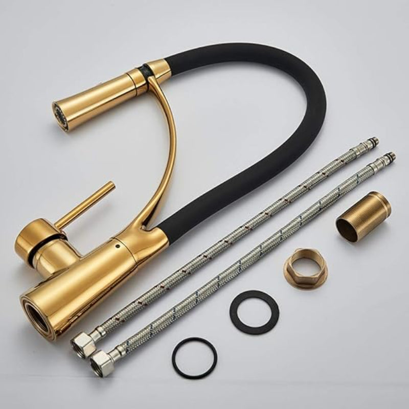 Premium and classical Stainless Steel Kitchen Faucet in Black Gold | Hot and Cold Mixer | 360° Moveable| Single Handle