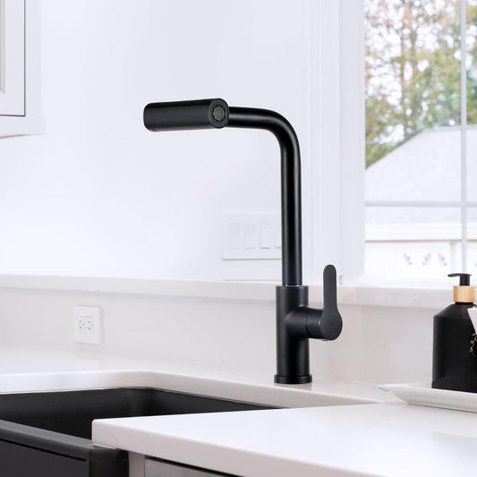 4 in 1 Waterfall 11" inches Kitchen Faucet in Black | Stainless Steel Body with ABS Plastic Sprayer | Hot and Cold Mixer| 360° Moveable